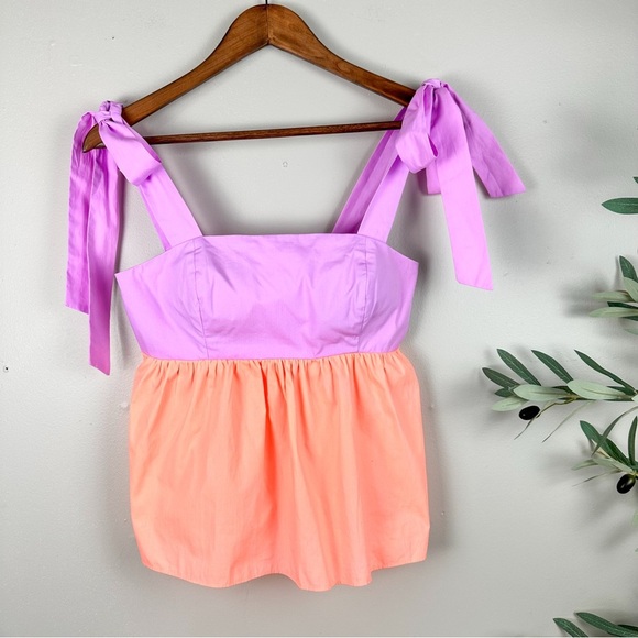 LILLY PULITZER Anlee Cotton Top Purple Iris and Peach Bellini Colorblock NWOT - Picture 4 of 10